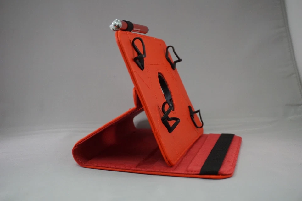 8" RED  ACP Tablet Case Cover Folio - with Stylus and (2) Hardened Glass - Image 4 of 4