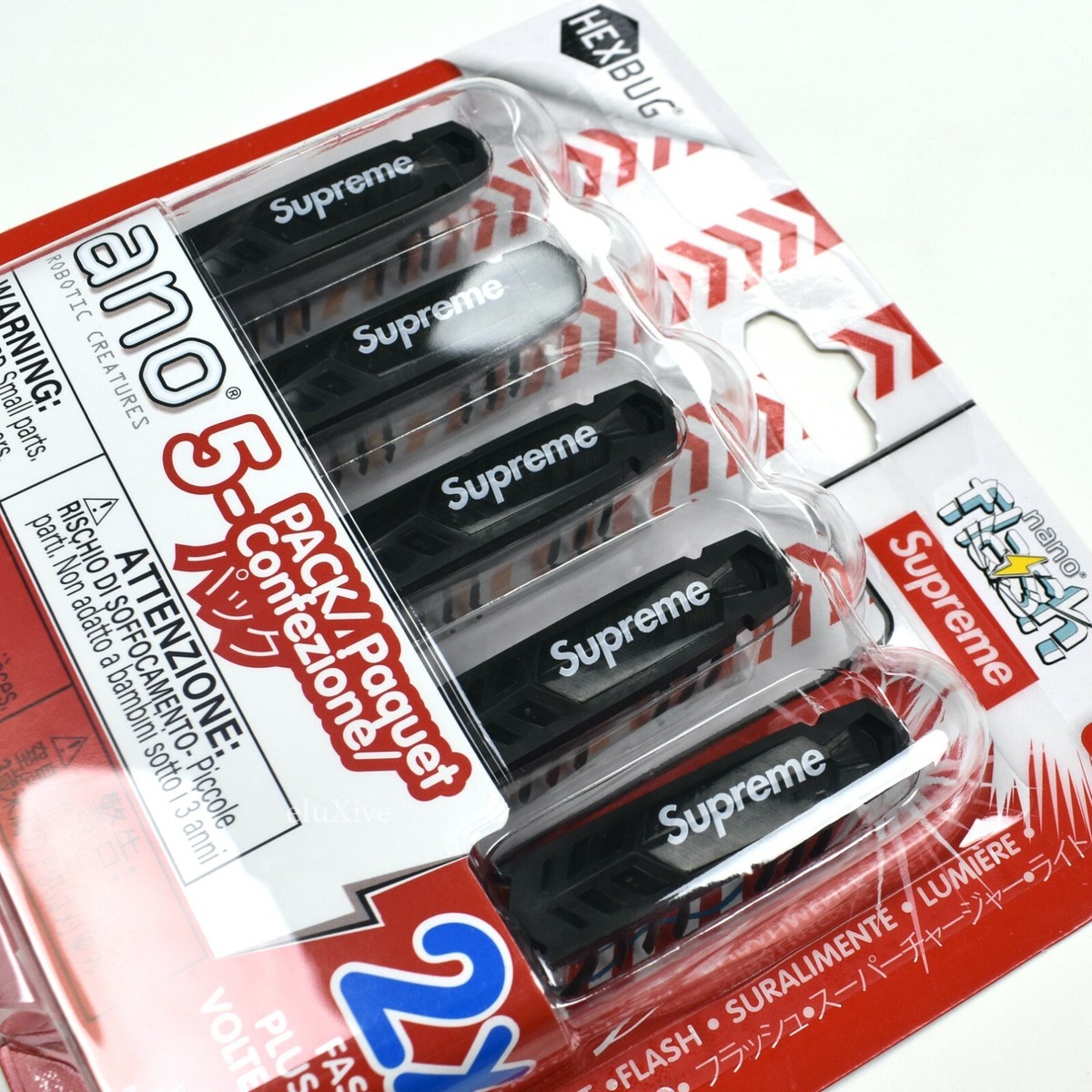 NWT Supreme FW21 Black Box Logo Hexbug Nano Flash 5Pack Toy
