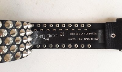 Jimmy Choo x H&M Studded Belt Unisex SMALL Rare Black NWOT