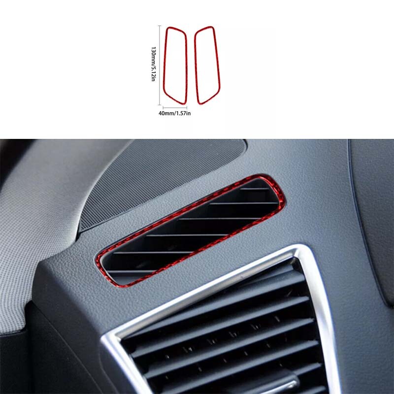 Trim Cover Decoration Red Defroster Air Vent For Audi Q5 Carbon Fiber 2009-2017
