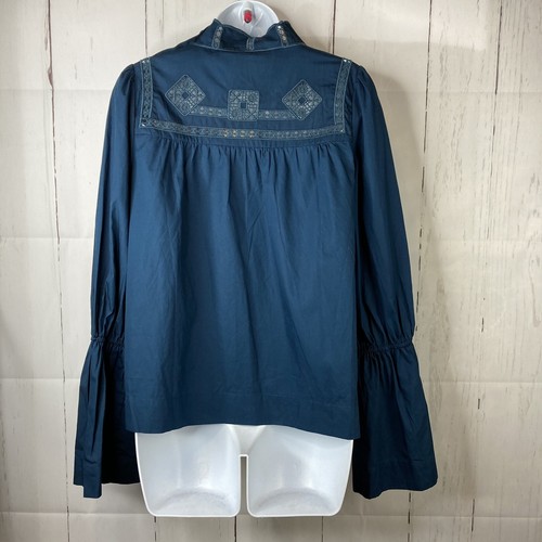 Free People Top Women’s Small Teal Shirt Jewel Another Eternity Boho Peasant NWT - 第 4/8 張圖片
