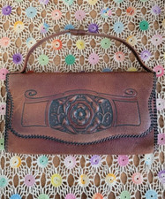 Art Nouveau Arts and Crafts Leather Purse-Clutch-Wallet, Tooled, Embossed