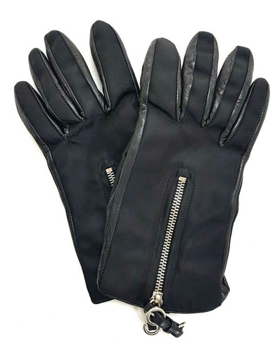 Guantes con cremallera negros Prada talla 7 1/2 para mujer hechos en Italia - Imagen 3 de 8