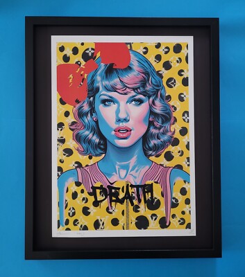 DEATH NYC Hand Signed LARGE Print Framed 16x20in COA TAYLOR SWIFT GRAFFITI BOW +
