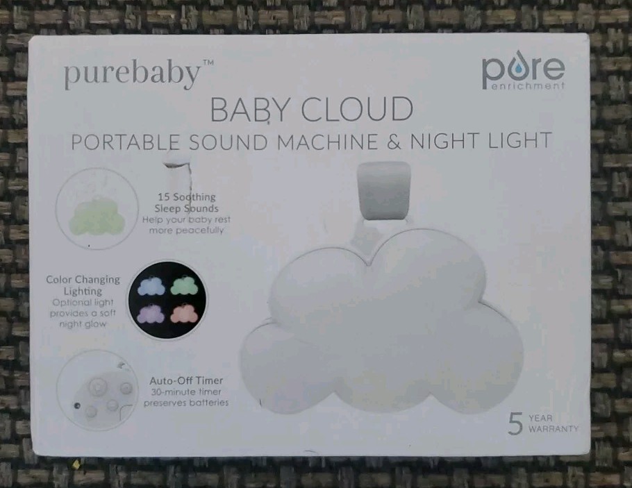 NEW Pure Enrichment Baby Cloud Portable Sound Machine & Night Light Color Change-image