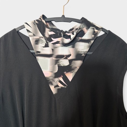 Vestido Jason Wu 100% Seda Manga Gorra Midi Calce y Acampanado Cuello Corbata Negro 8 Nuevo con Etiquetas - Imagen 5 de 17