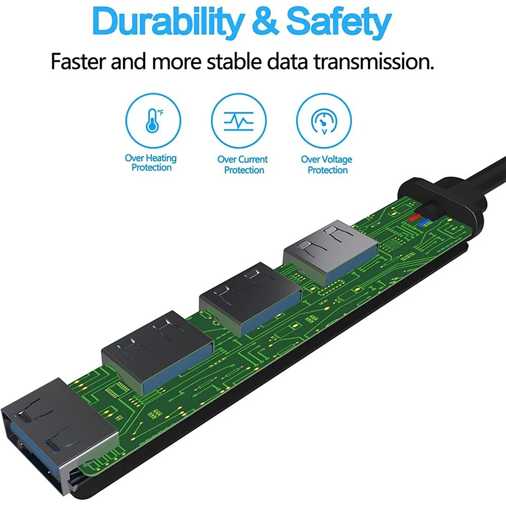 Type USB C to USB Hub Extensions 4 Port USB 3.0 Hub Expander PC MAC Mini Adapter
