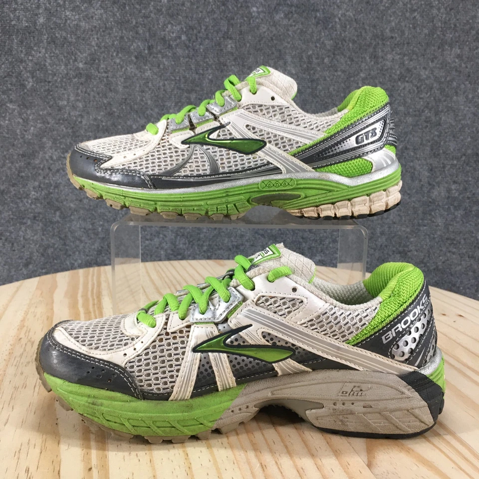 Brooks Shoes Womens 7 B Adrenaline GTS 13 Athletic Running Sneakers Silver Green - Image 2 of 4