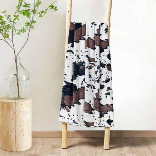 Cow Print Faux Fur Throw Blanket Double-Sided - Warm Fluffy Blanket Farmhouse - Picture 8 of 78