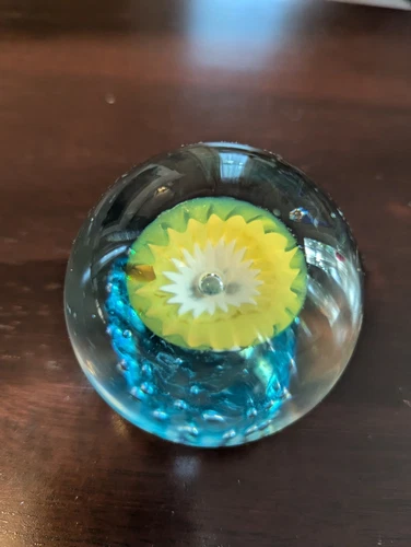 Small Vintage  Murano Flower Art Glass Paperweight