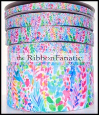 3yds Lilly Inspired Catch the Wave 3/8" 5/8" 7/8" 1.5" 3" Grosgrain Ribbon