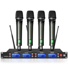 DR2400 4 Channel UHF Wireless Handheld Microphone for Stage Performance Karaoke