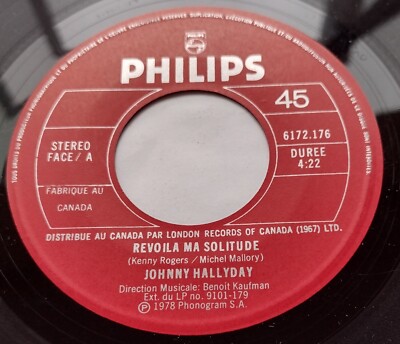 CANADA!!! JOHNNY HALLYDAY Revoilà Ma Solitude / La Fille Du Square 1978 45