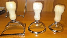 3 PIECE RAVIOLI CUTTER SET 1 LG SQ & 2 ROUND MED SMALL ITALIAN PRESS WOOD HANDLE