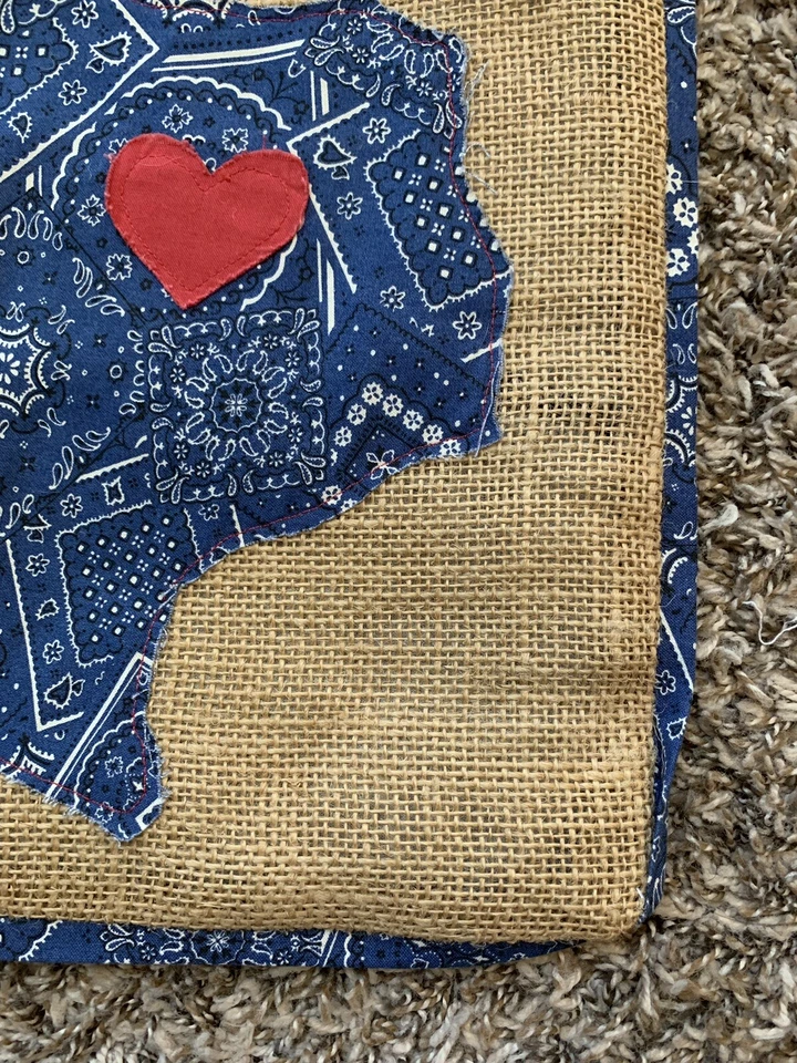 "Funda de almohada hecha a mano Country Texas arpillera falsa pañuelo de cachemira de 14,5""" Foto 2 de 4