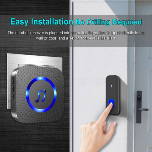 Wireless Doorbell Waterproof Long Range Door Bells Cordless Plug-in With Chime