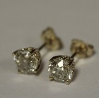 GIA certified 14k yellow gold 1.55ct European round diamond stud earrings  — photo 8