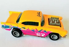 Hot Wheels 1990 California Cal Customs '57 Chevy Orange w Gray Hub Real Riders