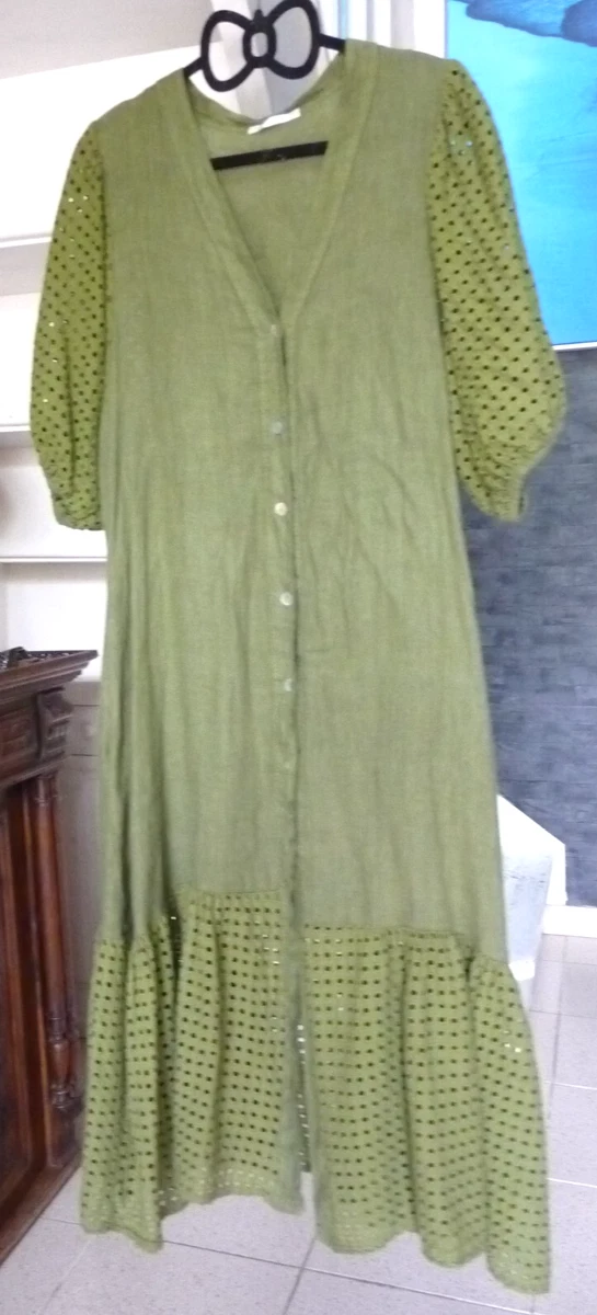 Robe Femme Grande Taille 44 En Lin 100% Kookai - Neuf Avec étiquettes, Vert, Style Trapèze