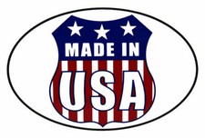 Made in USA Shield White Oval Vinyl Decal Bumper Sticker