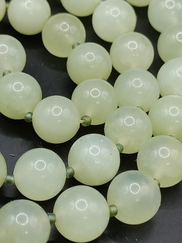 Vintage Chinese Pale Green Jade Enamel Silver Clasp Necklace - Picture 3 of 7