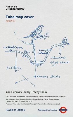 Tracey Emin - The Central Line - Tube Map Poster (2012) - RAR