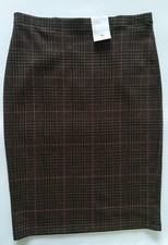 BNWT Women's Brown Elasticated Waist Checked Skirt by TU : Size 10