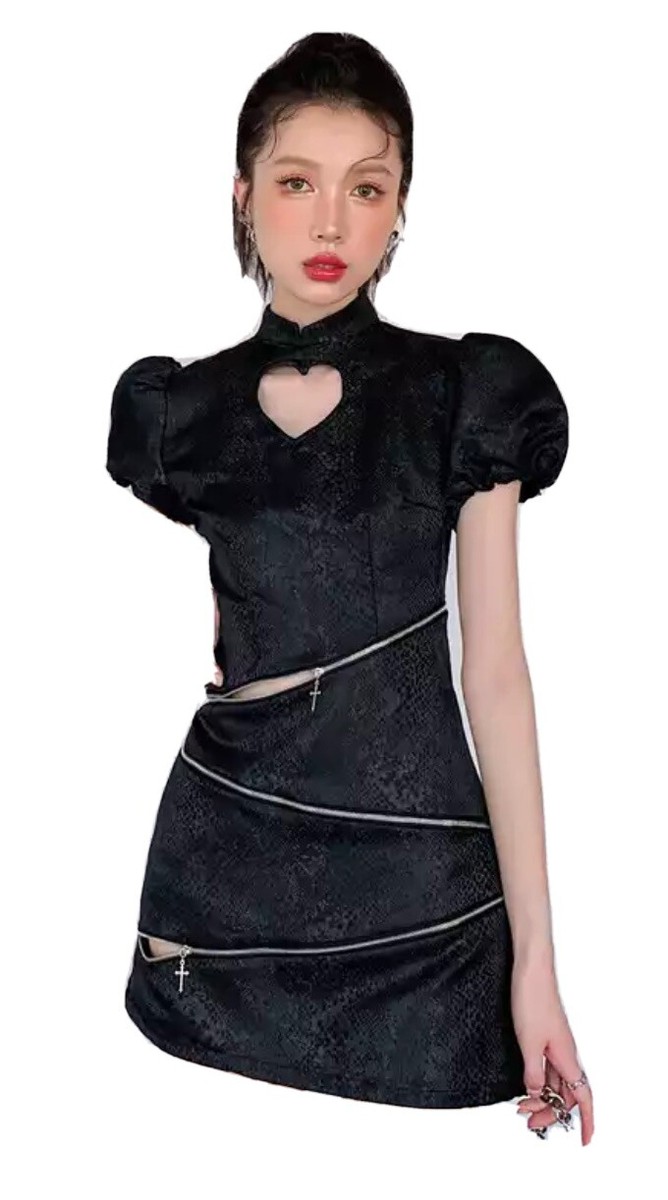 keyhole black mini dress Black Textured Keyhole Mini Dress