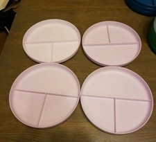 4 Pillowfort Plastic Pink Purple Dinner Plates Divided Round Kids Children Plate