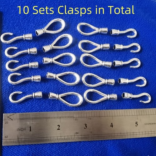 10 Sets of Antiqued Silver Metal Hook Clasps for 4mm Leather Cord - Picture 2 of 7