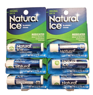 Mentholatum Lip Balm NATURAL ICE  Original SPF 15 ( 6 tubes ) NEW LOOK ARRIVING