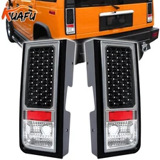 For 2003-2009 Hummer H2 Chrome/Clear Lens Red LED Rear Brake Tail Lights Lamp