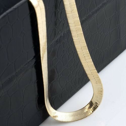Made in USA.   NEW 24K YELLOW GOLD PLATED,8mm width,18" length HERRINGBONE CHAIN