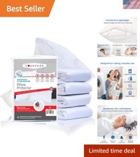 Pillow Protector with Zipper King Size - 12 Pack - Waterproof and Bed Bug Pro...