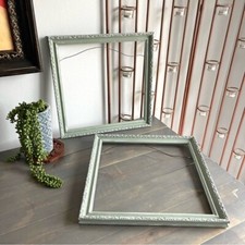 Eclectic Revival Upcycled Hand Painted Vintage Frames Set Green White