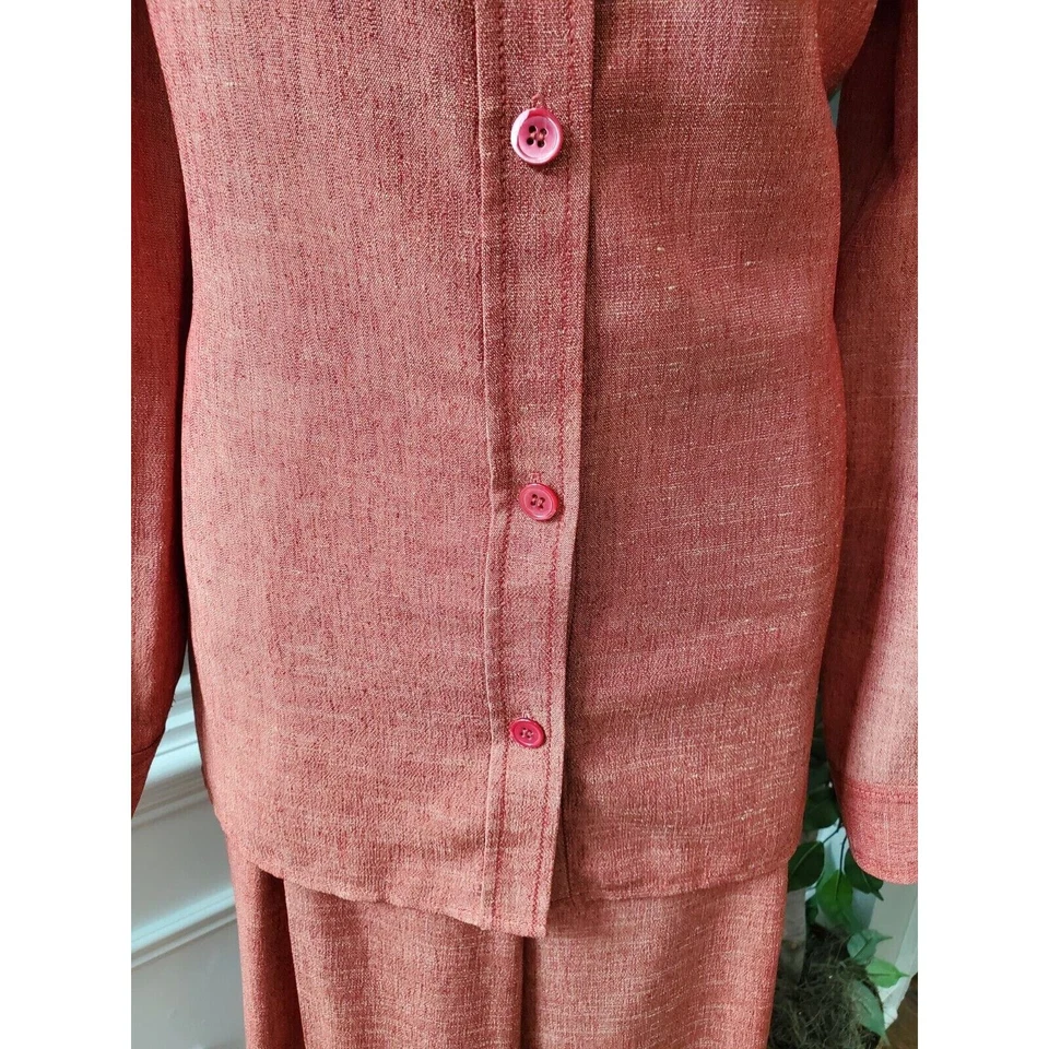 Camisa y pantalón Doncaster naranja poliéster rayón manga larga cuello 2 piezas traje 12 Foto 4 de 4