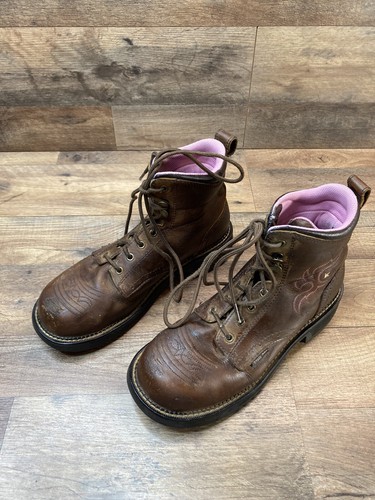 Justin Women's Gypsy 6" Katrina WP Lace-Up Work Boot Steel Toe GY985 9B - Picture 5 of 9