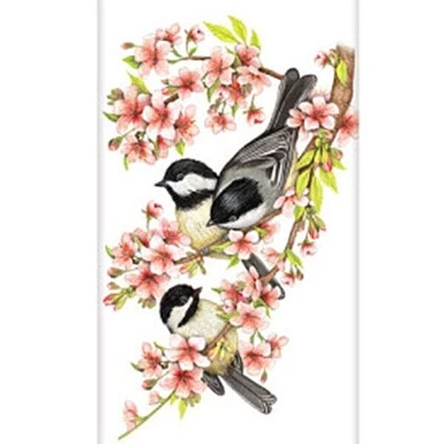 Mary Lake-Thompson Chickadee Birds & Cherry Blossoms Flour Sack Kitchen Towel