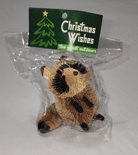 NEW Christmas Wishes The Great Outdoors Buri Straw Rattan Ornament Raccoon 4"