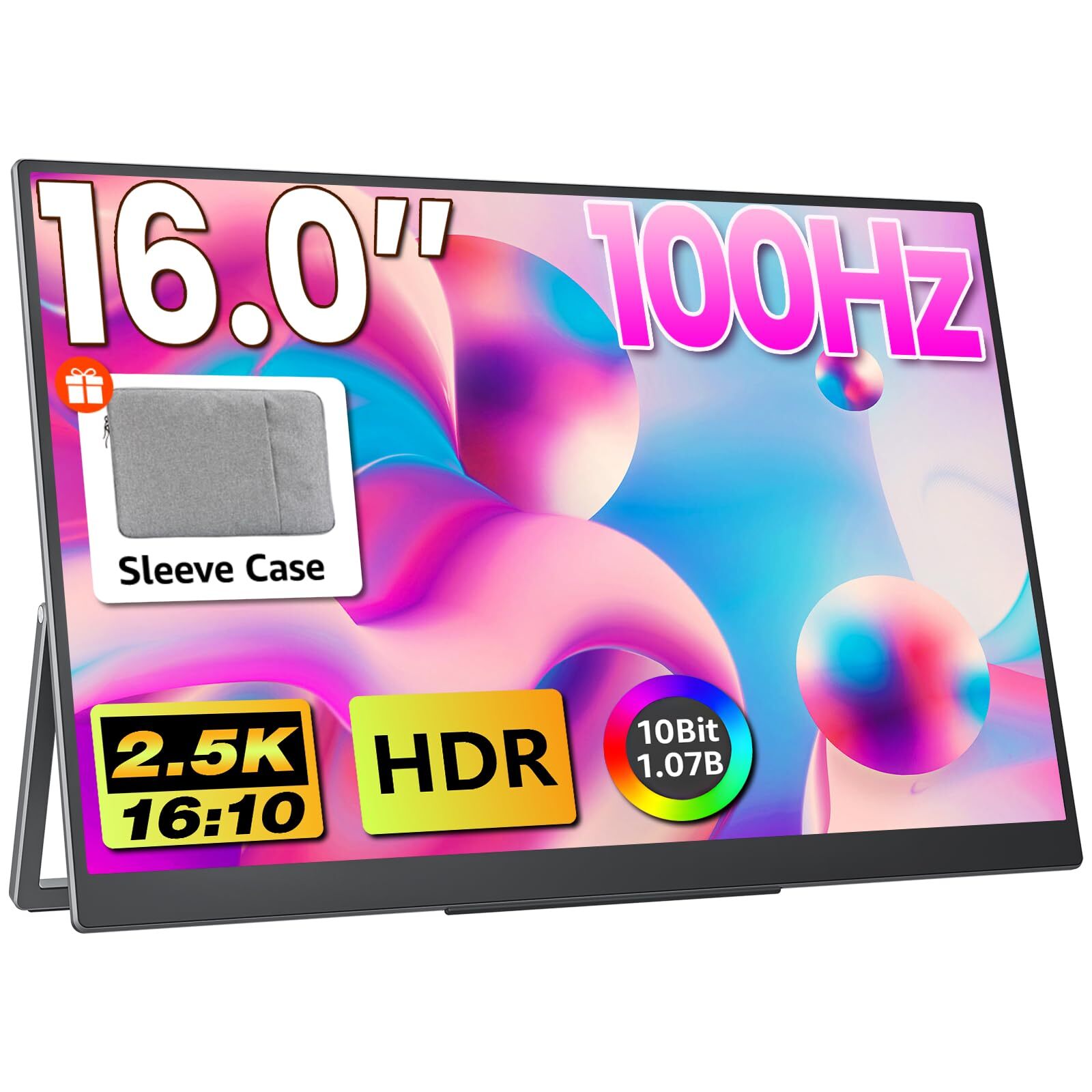 Portable Gaming Monitor 16 Inch QHD 2.5K 2560X1600 16:10 100 Hz 100% sRGB 10 ...