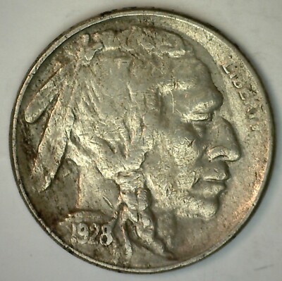 1928 S Buffalo Nickel 5c US Coin Extra Fine Circulated XF Copper