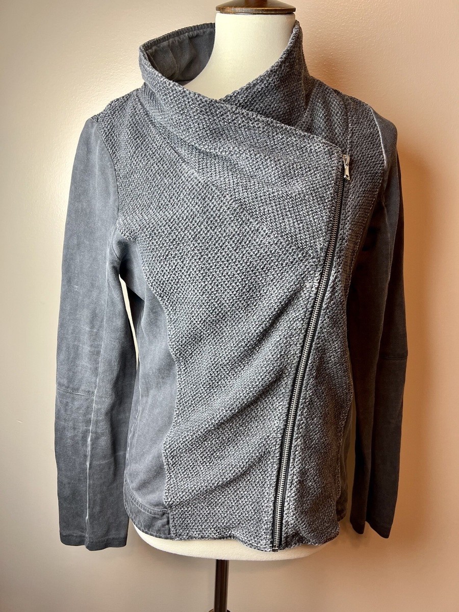 BKE Women's Size MEDIUM Grey Washed Woven Moto Jacket | eBay