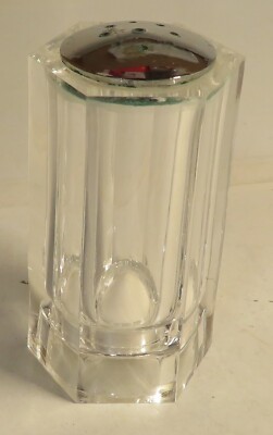 Vintage 4 1/4'' Clear Thick Heavy Plastic Salt Shaker Nice Used Stopper SilverTop