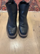 Teens Black Leather Chelsea Ankle Boots Round...