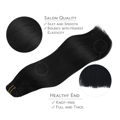 Clip in Jet Black 16 Zoll 120g 7 Stück Echthaar Extensions Remy Clip in Hair E... - Bild 4 von 6