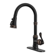 BWE Solid Brass Kitchen Faucet, Oil Rubbed Bronze Kitchen Sink Faucet with Pu...