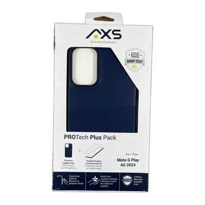 AXS Protech Plus Case & Tempered Glass for Moto G Play 4G 2024 - Blue