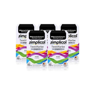 Simplicol Textilfarbe expert Mitternacht- Schwarz 150g 5er Pack