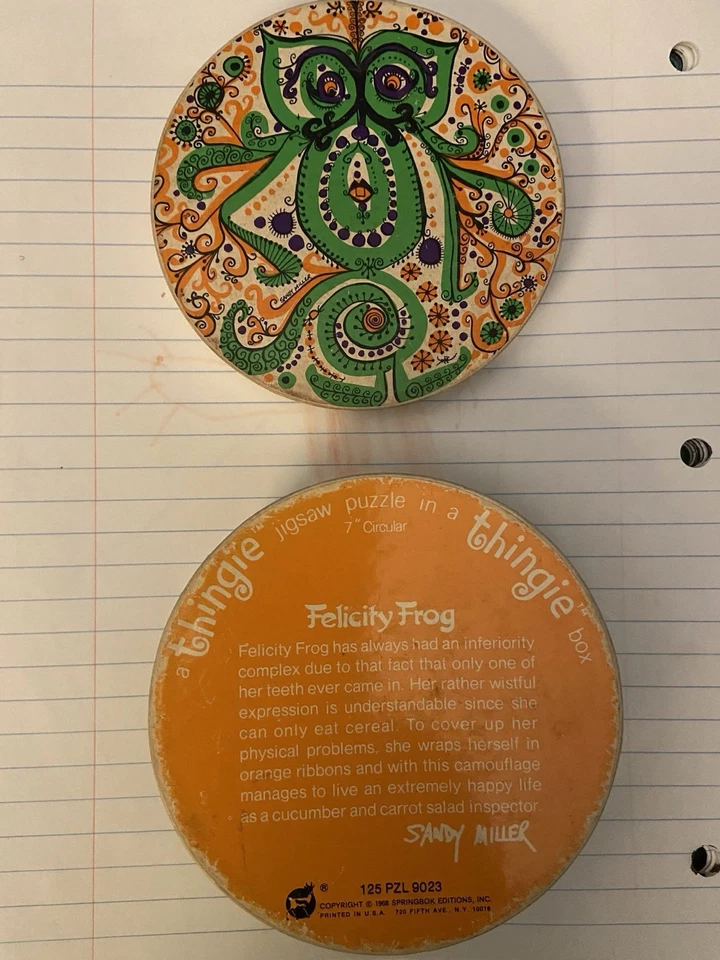 Винтажная головоломка 1968 Springbok — лягушка Фелисити — круг Sandy Miller 7 дюймов - Изображение 2 из 3