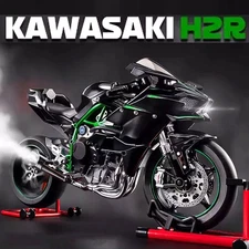 1:6 Kawasaki Ninja H2R Alloy Motorcycle Model w/ Key Start Smoke & Sound Effects